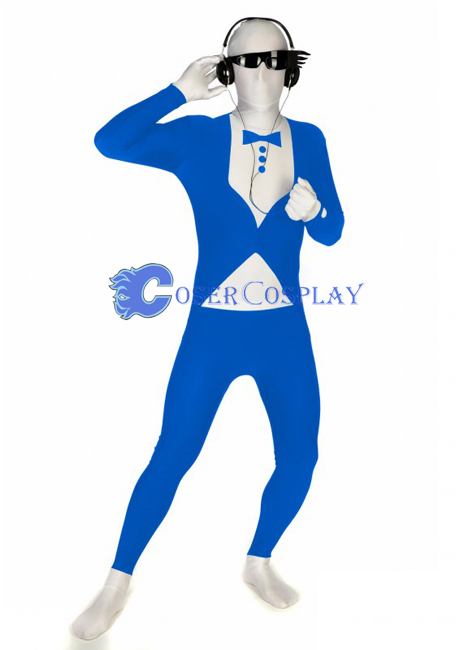 Sky Blue Tuxedo Morphsuit Zentai